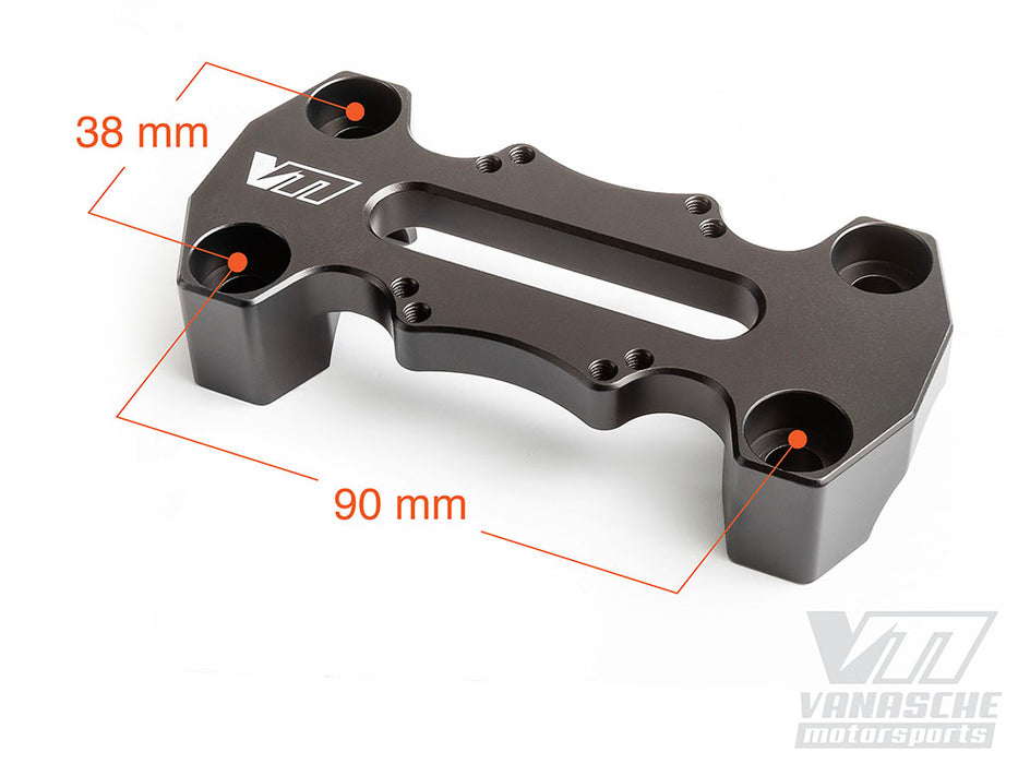 Handlebar Top Clamp with AMPs Pattern 38x90